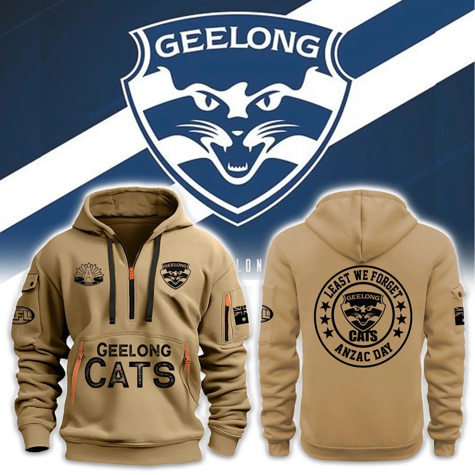Geelong Cats Anzac Day Premium Hoodie